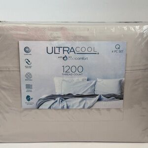 Ultra‎ Cool Sateen 1200 Tc 4 Piece Queen Sheet Set Light Grey